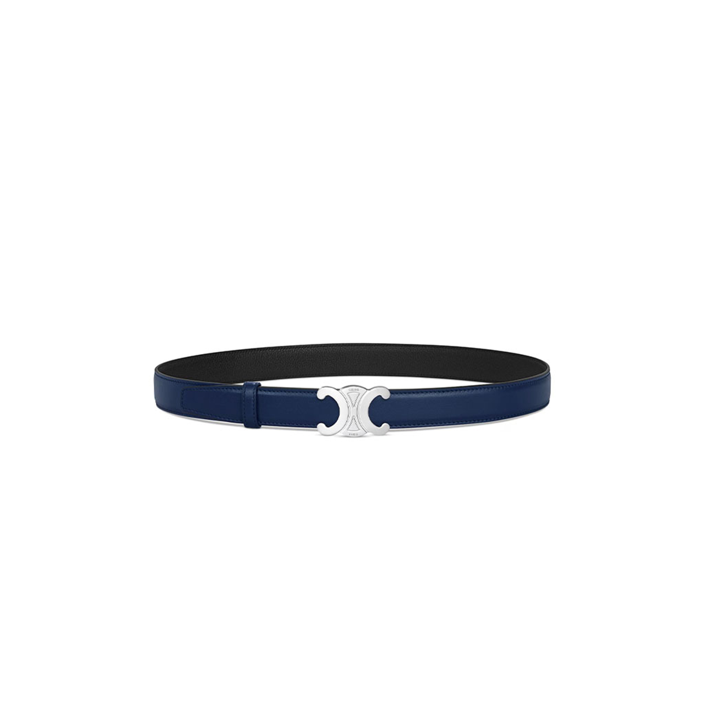 CELINE BELT TRIOMPHE BUCKLE IN METAL & REVERSIBLE STRAP 25MM IN SMOOTH AND GRAINED CALFSKIN 45BND6ATZ.36SI